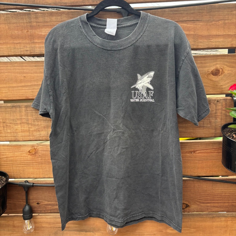 Gildan USAF Water Survival T-Shirt Mens L Black Good Feet Wet Graphic - Picture 3 of 4